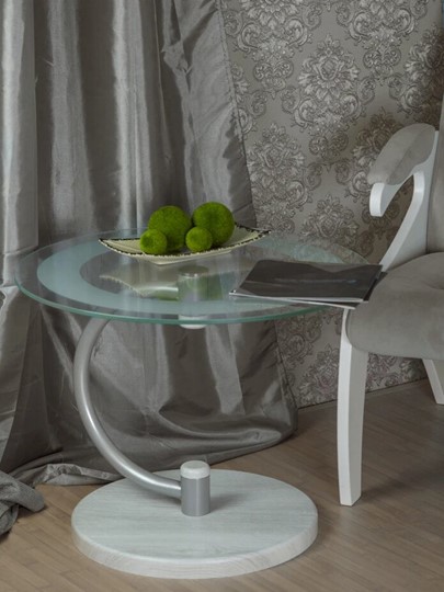 Стеклянный стол Дуэт 13Н (металлик-дуб дымчатый-прозр) в Мурманске - изображение 6