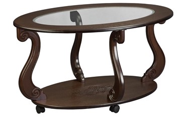 Стеклянный столик в зал Овация-С, на колесах, темно-коричневый в Мурманске