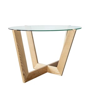 Овальный столик Оникс-6, Натуральный массив/Прозрачное стекло в Мурманске