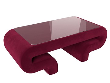 Стеклянный столик в зал Волна, бордовый (микровельвет) в Мурманске