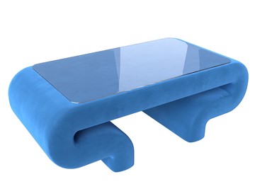 Стеклянный столик Волна, голубой (велюр) в Мурманске