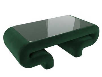 Стеклянный столик в зал Волна, зеленый (велюр) в Мурманске