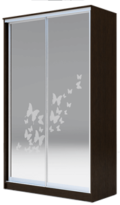 Шкаф 2-х дверный 2200х1682х420 два зеркала, "Бабочки" ХИТ 22-4-17-66-05 Венге Аруба в Мурманске - предосмотр