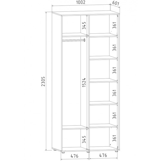 Шкаф 2-х дверный Акцент-Квадро 2-Д 2303х1000х600, Венге в Мурманске - изображение 1
