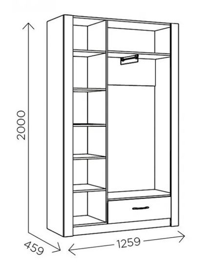 Шкаф гардеробный Ева 5 М2 дуб ирландский/белый матовый в Мурманске - изображение 2