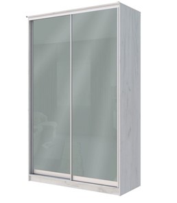 Шкаф двухстворчатый Хит-22-12-22 с цветным стеклом, средне-серый 074, Дуб крафт белый в Мурманске