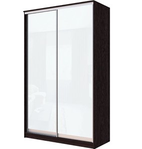 Шкаф 2-х створчатый Хит-22-4-14-22 с цветным стеклом, белое №10, Венге в Мурманске