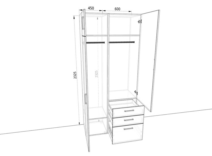 Распашной шкаф 1050х500х2325мм (10501) Белый/Дуб крафт в Мурманске - изображение 1