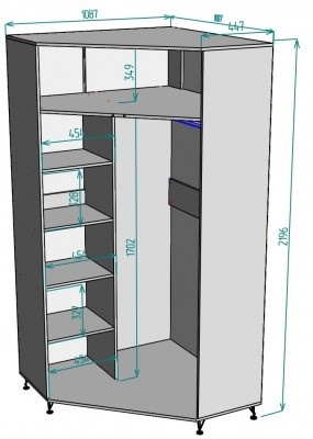 Распашной шкаф угловой Лофт H130, БП в Мурманске - изображение 1