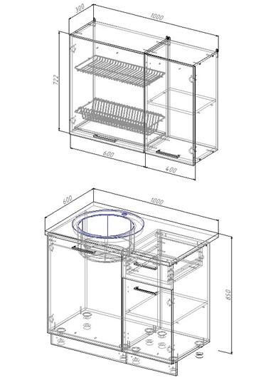 Модульный кухонный гарнитур Дубай-1000 в Мурманске - изображение 1