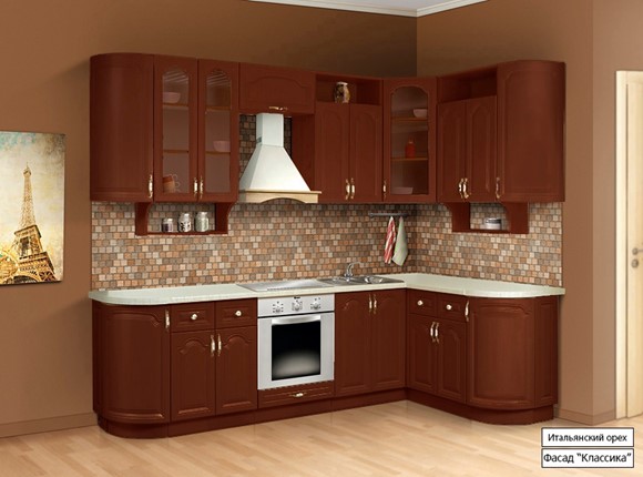 Угловая кухня Классика 2700х1500, цвет Итальянский орех в Мурманске - изображение