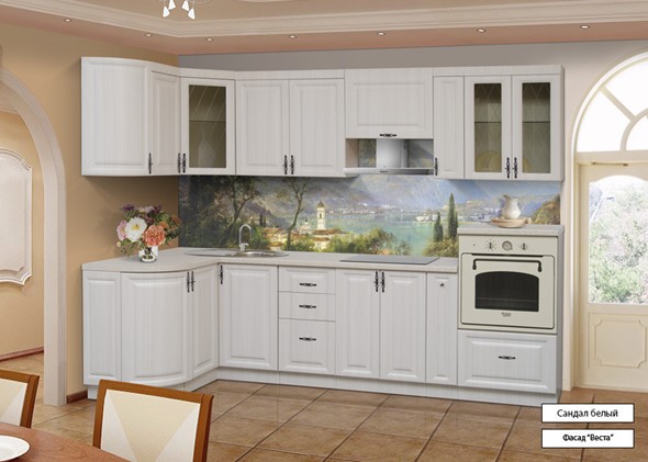 Модульная кухня Веста 1330х2800, цвет Сандал белый в Мурманске - изображение