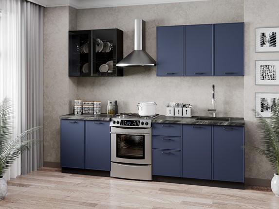 Кухонный гарнитур 2600 Индиго, Черный/Темно-синий в Мурманске - изображение