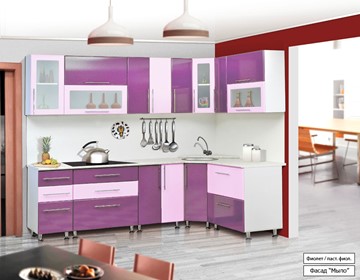 Угловая кухня Мыло 224 2600х1600, цвет Фиолет/Пастель фиолет в Мурманске