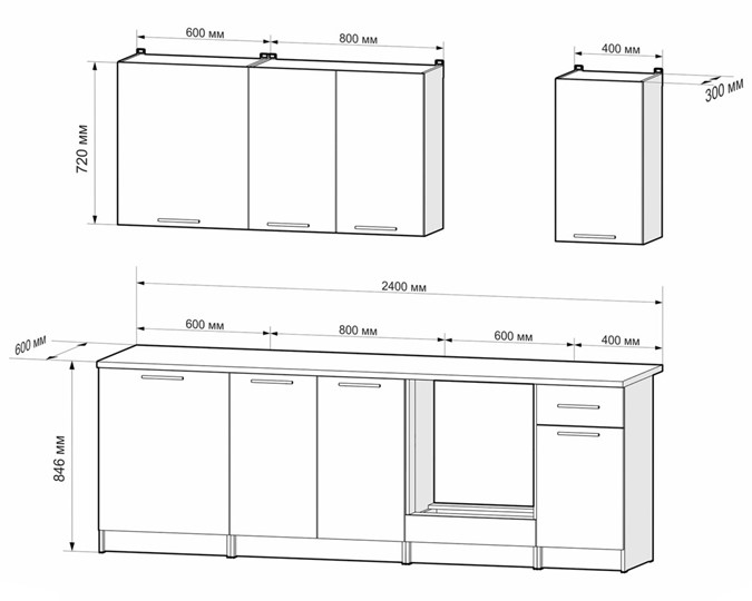 Кухонный гарнитур Моника 2,4 м (Дуб Сонома/Белый) в Мурманске - изображение 1