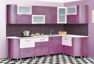 Угловая кухня Мыло 128 2700х1500, цвет Фиолет/Пастель фиолет в Мурманске