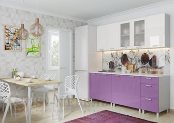 Готовая прямая кухня Модерн, белый глянец/фиолетовый металлик в Мурманске