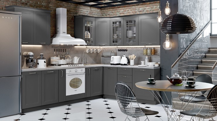 Угловая кухня Одри №2 (Серый) в Мурманске - изображение