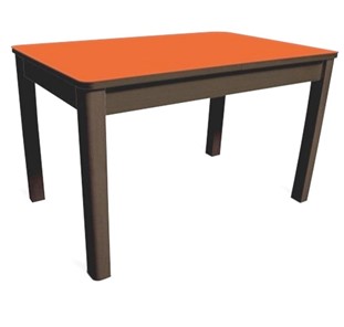 Стол на кухню Айсберг-05 СТ1, венге ЛДСП/стекло оранжевое/42 прямые массив венге в Мурманске