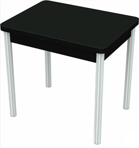 Кухонный стол раскладной Бари хром №6 (стекло черное/черный) в Мурманске - предосмотр