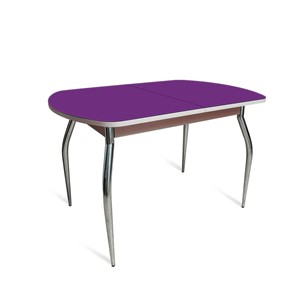 Кухонный раздвижной стол ПГ-02 СТ2, дуб молочный/фиолетовое стекло/35 хром гнутые металл в Мурманске