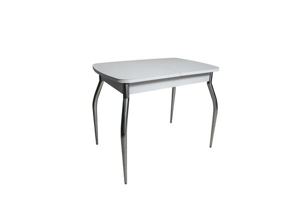 Кухонный раскладной стол ПГ-01СТ белое/белое/хром фигурные в Мурманске - изображение