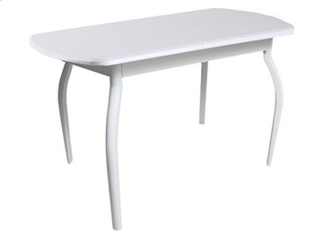 Кухонный обеденный стол ПГ-05 ЛДСП, белый ЛДСП/32 гнутые крашеные металл белый в Мурманске