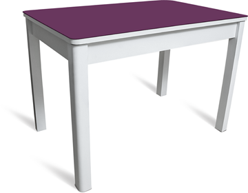 Обеденный стол Айсберг-05 СТ2, белое ЛДСП/фиолетовое стекло/40 массив белый в Мурманске