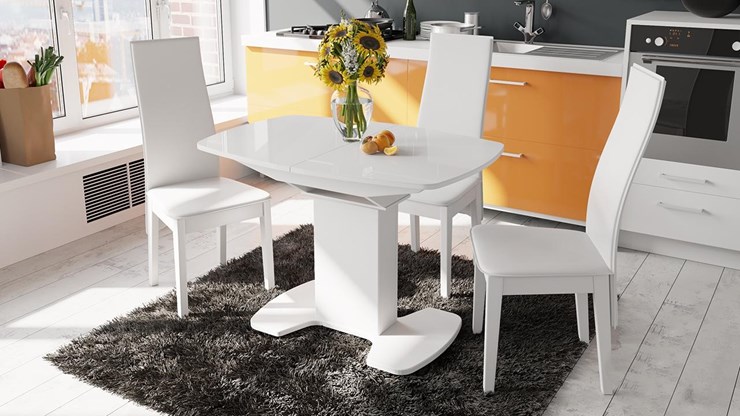Раздвижной стол Портофино (СМ(ТД)-105.01.11(1)), цвет  Белый глянец/Стекло белое в Мурманске - изображение 1