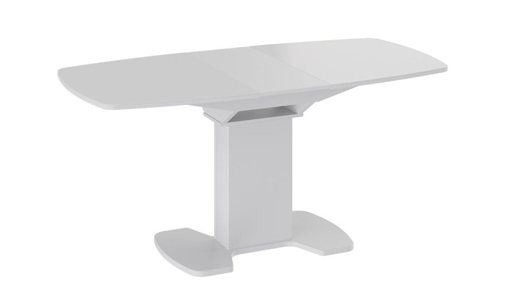 Кухонный раскладной стол Портофино (СМ(ТД)-105.02.11(1)), цвет Белый глянец/Стекло белое в Мурманске - изображение 1