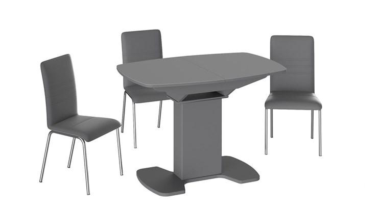Кухонный раскладной стол Портофино (СМ(ТД)-105.01.11(1)), цвет Серое/Стекло серое матовое LUX в Мурманске - изображение 2