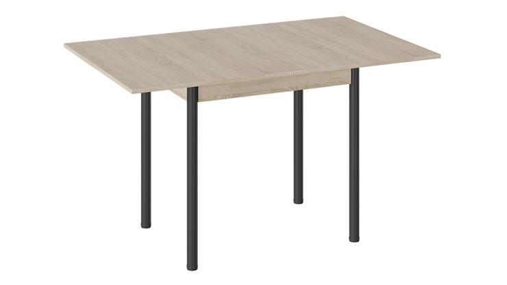 Обеденный раздвижной стол Родос тип 2 с опорой d40 (Черный муар/Дуб Сонома) в Мурманске - изображение 1