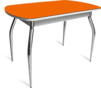Стол кухонный ПГ-04 СТ белое/оранжевое/хром фигурные в Мурманске - предосмотр