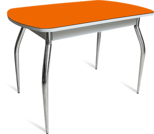 Стол кухонный ПГ-04 СТ белое/оранжевое/хром фигурные в Мурманске - изображение