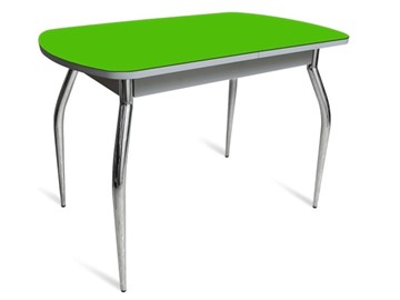 Стол кухонный ПГ-04 СТ белое/зеленое стекло/хром фигурные в Мурманске