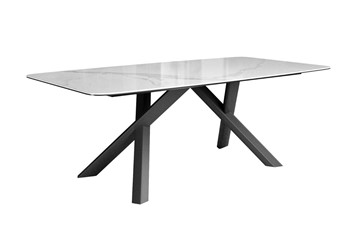 Кухонный стол DikLine KS220 керамика Cloud (белый глянец C11)/опоры черные в Мурманске