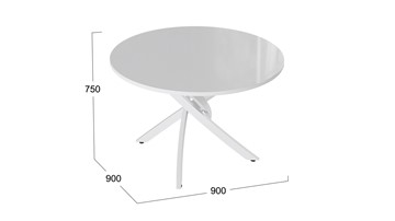 Кухонный обеденный стол Diamond тип 2 (Белый муар/Белый глянец) в Мурманске - предосмотр 1