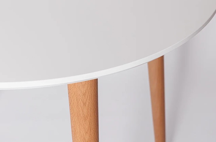 Обеденный круглый раздвижной стол Белая Эмаль д. 100 см МДФ ножки светлый орех в Мурманске - изображение 21