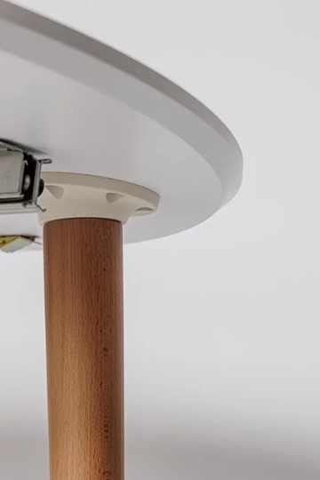 Обеденный круглый раздвижной стол Белая Эмаль д. 100 см МДФ ножки светлый орех в Мурманске - изображение 2