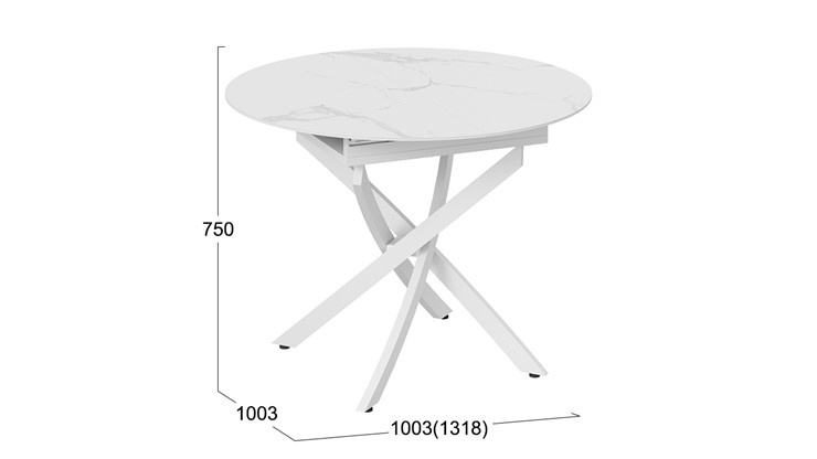 Обеденный раздвижной стол Бергамо Тип 1 (Белый муар/Стекло матовое белый мрамор) в Мурманске - изображение 11