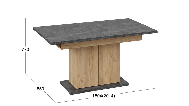Кухонный раздвижной стол Детройт тип 1 (Дуб Крафт золотой/Ателье) в Мурманске - изображение 4