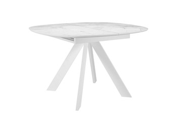 Обеденный раздвижной стол DikLine BK100 Керамика Белый мрамор/подстолье белое/опоры белые в Мурманске
