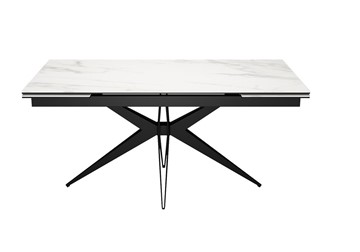 Раскладной стол DikLine KW160 мрамор С41 (керамика белая)/опоры черные в Мурманске