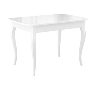 Кухонный раскладной стол Dikline M110 Белый/стекло белое глянец/ножки MC белые в Мурманске