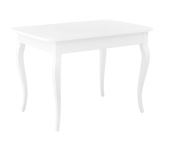 Кухонный стол раздвижной Dikline M110 Белый/стекло белое сатин/ножки MC белые в Мурманске