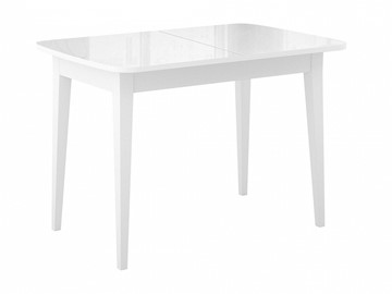 Кухонный стол раздвижной Dikline M110 Белый/стекло белое глянец/ножки MM белые в Мурманске