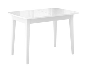 Кухонный стол раскладной Dikline M120 Белый/стекло белое глянец/ножки MM белые в Мурманске