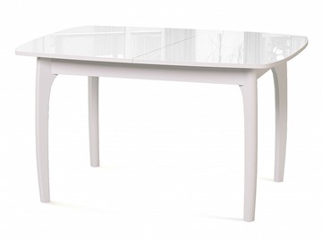 Кухонный раскладной стол Dikline M20 стекло белое/ножки белые в Мурманске