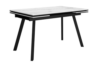 Кухонный раскладной стол DikLine SKA125 Керамика Белый мрамор/подстолье черное/опоры черные (2 уп.) в Мурманске - предосмотр