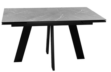 Обеденный раздвижной стол DikLine SKM140 Керамика серый мрамор/подстолье черное/опоры черные (2 уп.) в Мурманске